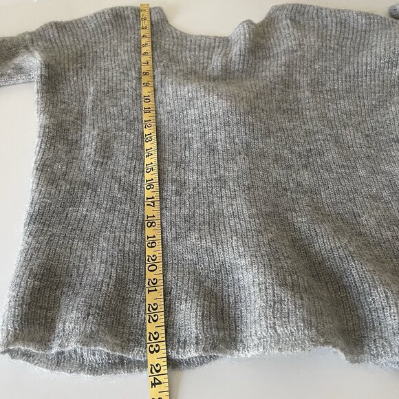 Sezane Sweater Super Kid Mohair Baby Alpaca Gray Lace Up Back Coquette Small - Picture 9 of 14